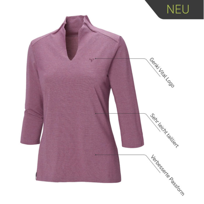 Genki Vital Schlaf-und Regenerationsbekleidung Damenshirt Yasashi Beere-Melange Neue Passform