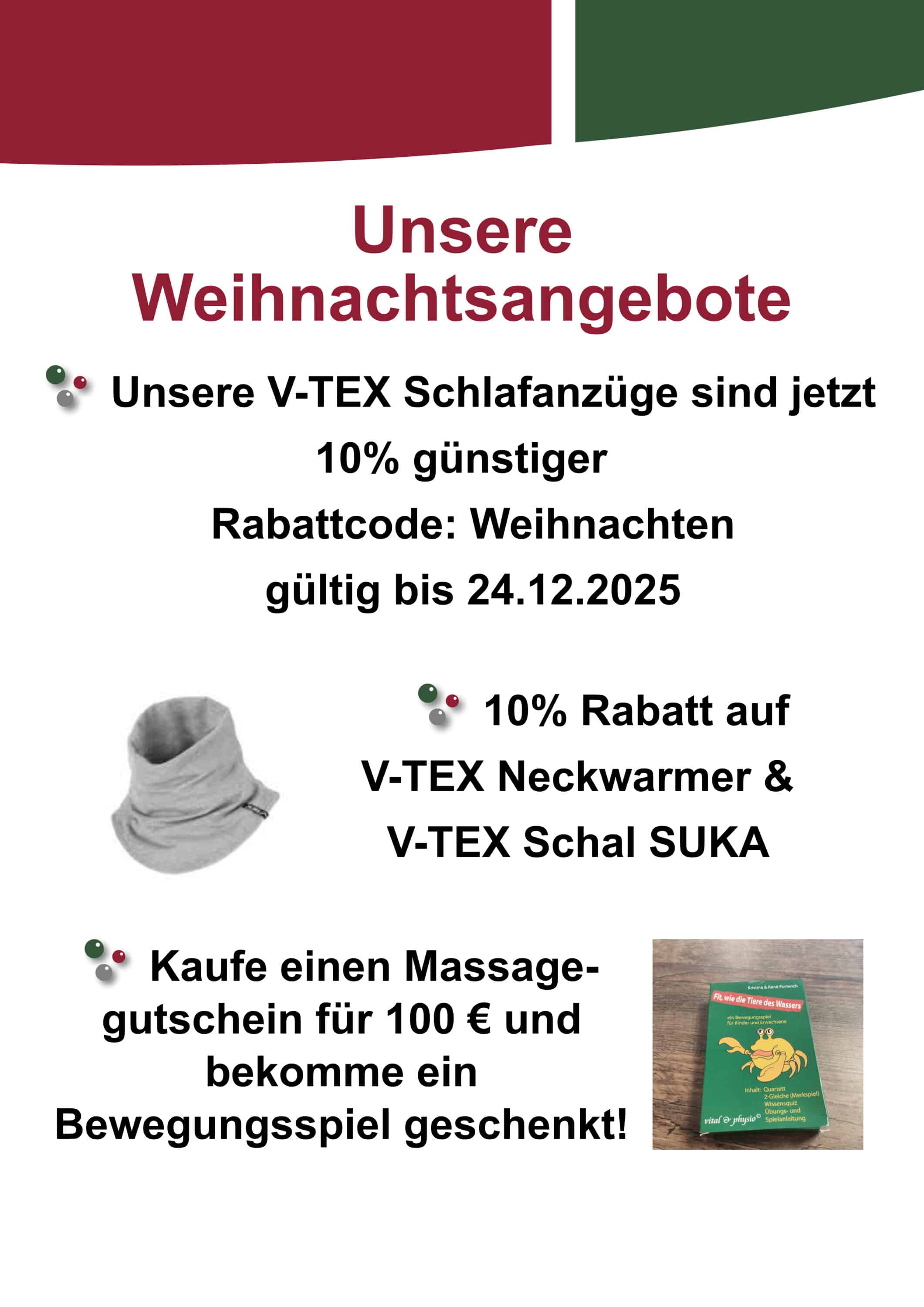 Weihnachtsangebot 2025 v-tex vital & physio